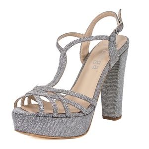 ANKA Silver Diamond Handmade Platform Heels